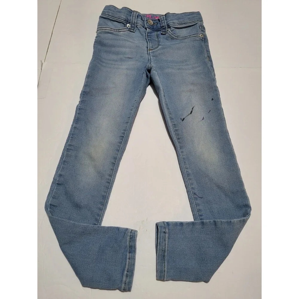 ​Childrens Place Girls Size 6/7 Skinny Jean Leggings Denim Adj Waist Medium Wash